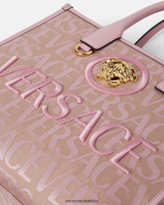 mujer bolso tote pequeño en toda su extensión Versace rosa y estampado 2RP40F317 bolsas