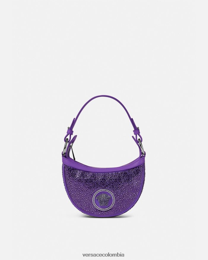 mujer bolso hobo mini con repetición de cristales Versace Violeta 2RP40F299 bolsas