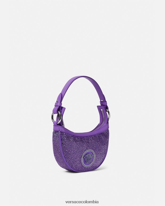 mujer bolso hobo mini con repetición de cristales Versace Violeta 2RP40F299 bolsas