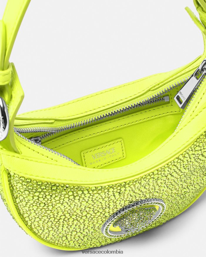 mujer bolso hobo mini con repetición de cristales Versace amarillo 2RP40F293 bolsas