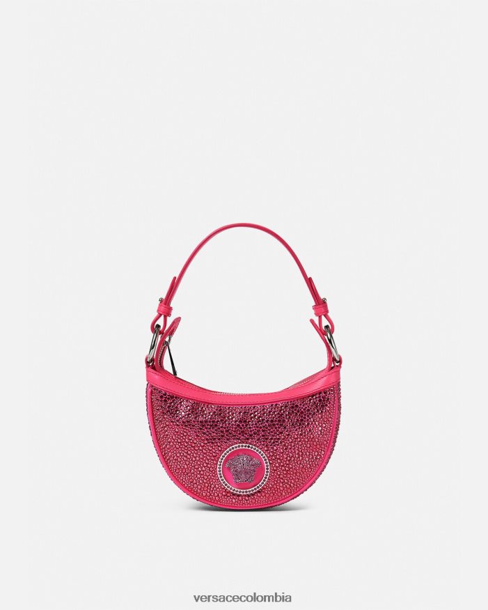 mujer bolso hobo mini con repetición de cristales Versace fucsia 2RP40F291 bolsas