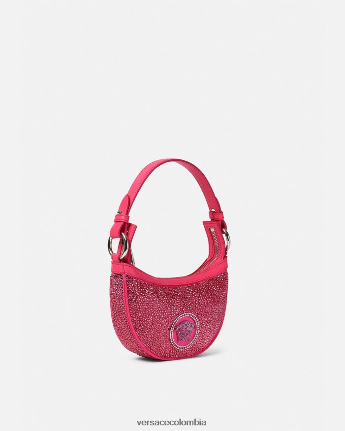 mujer bolso hobo mini con repetición de cristales Versace fucsia 2RP40F291 bolsas