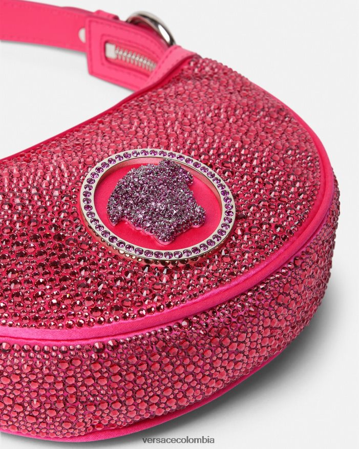 mujer bolso hobo mini con repetición de cristales Versace fucsia 2RP40F291 bolsas