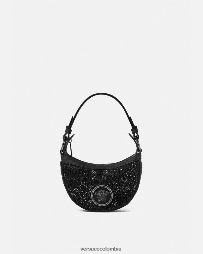 mujer bolso hobo mini con repetición de cristales Versace negro 2RP40F292 bolsas