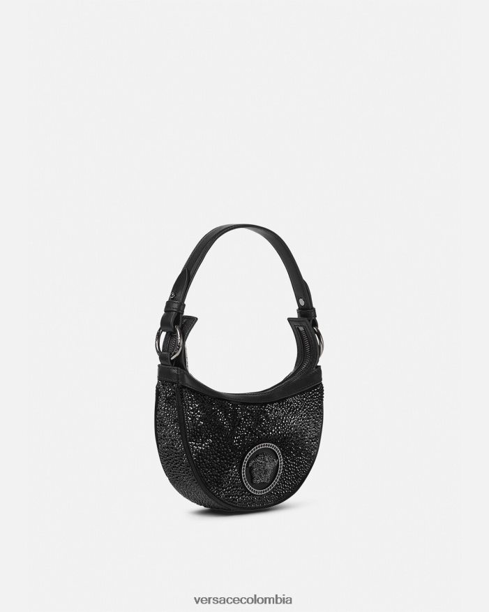 mujer bolso hobo mini con repetición de cristales Versace negro 2RP40F292 bolsas