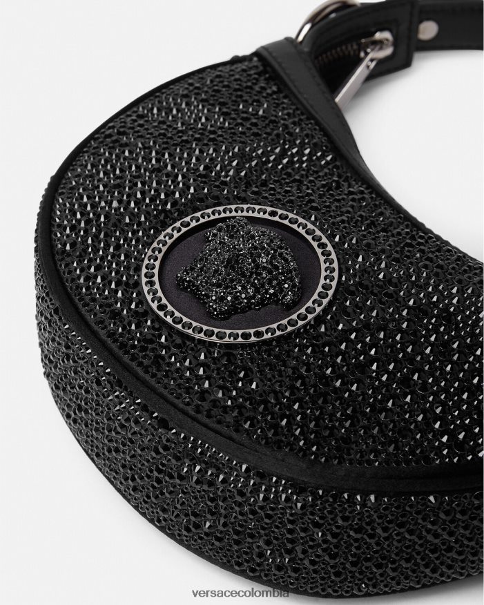 mujer bolso hobo mini con repetición de cristales Versace negro 2RP40F292 bolsas
