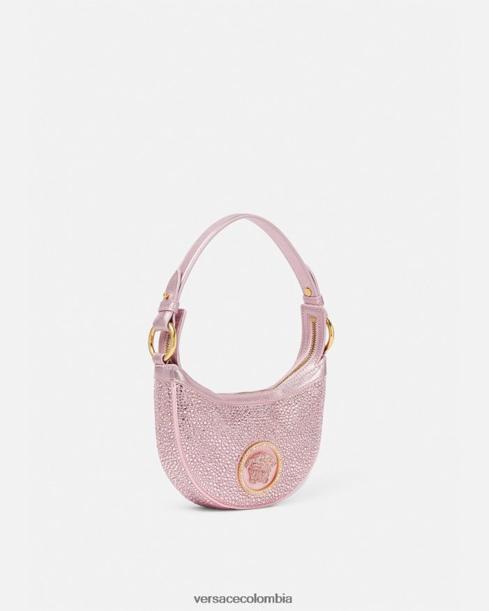 mujer bolso hobo mini con repetición de cristales Versace rosa 2RP40F275 bolsas