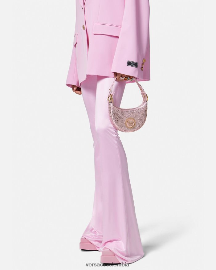 mujer bolso hobo mini con repetición de cristales Versace rosa 2RP40F275 bolsas