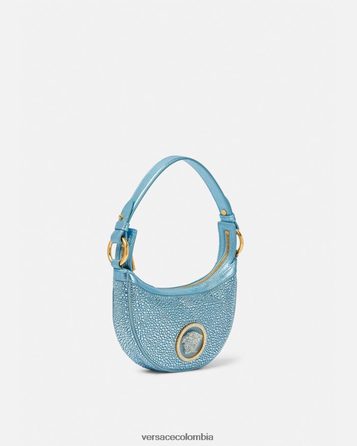 mujer bolso hobo mini con repetición de cristales Versace turquesa 2RP40F276 bolsas