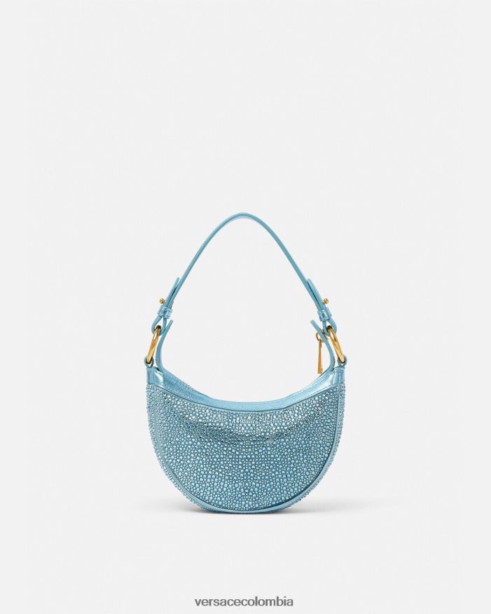 mujer bolso hobo mini con repetición de cristales Versace turquesa 2RP40F276 bolsas