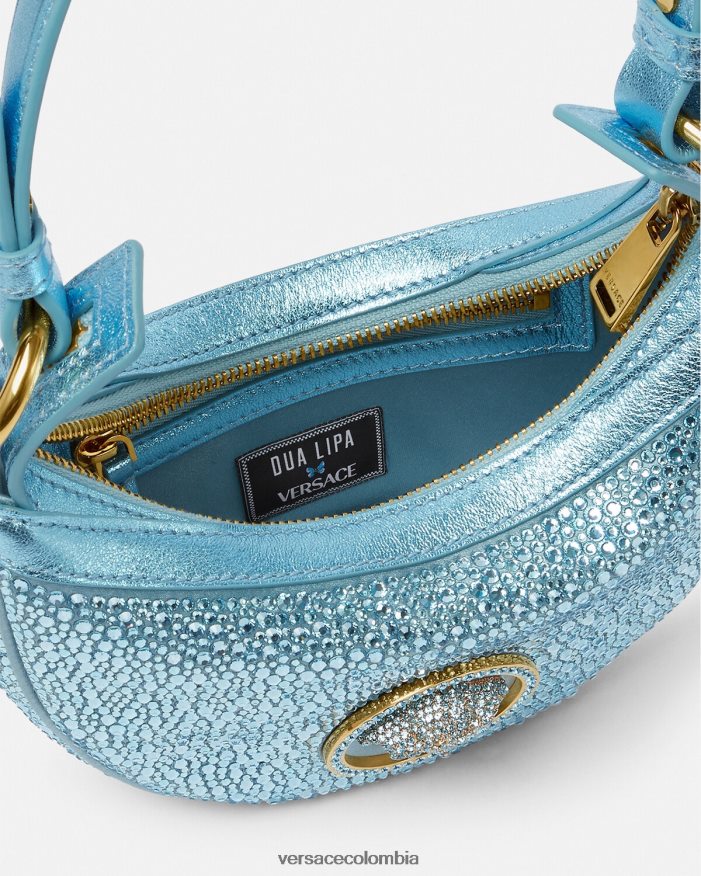 mujer bolso hobo mini con repetición de cristales Versace turquesa 2RP40F276 bolsas