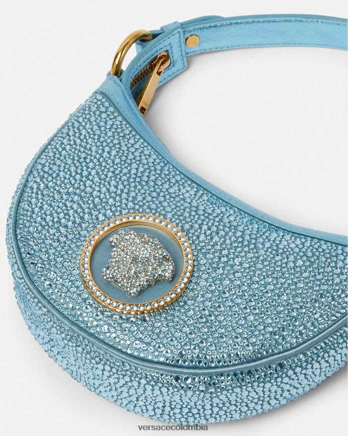 mujer bolso hobo mini con repetición de cristales Versace turquesa 2RP40F276 bolsas