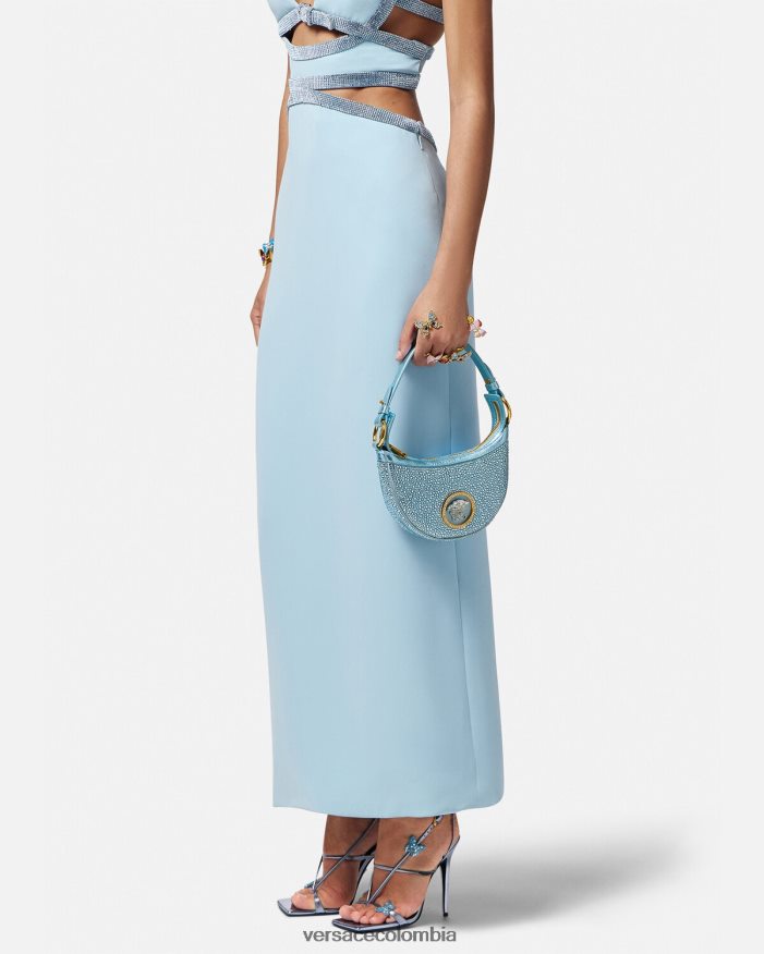 mujer bolso hobo mini con repetición de cristales Versace turquesa 2RP40F276 bolsas