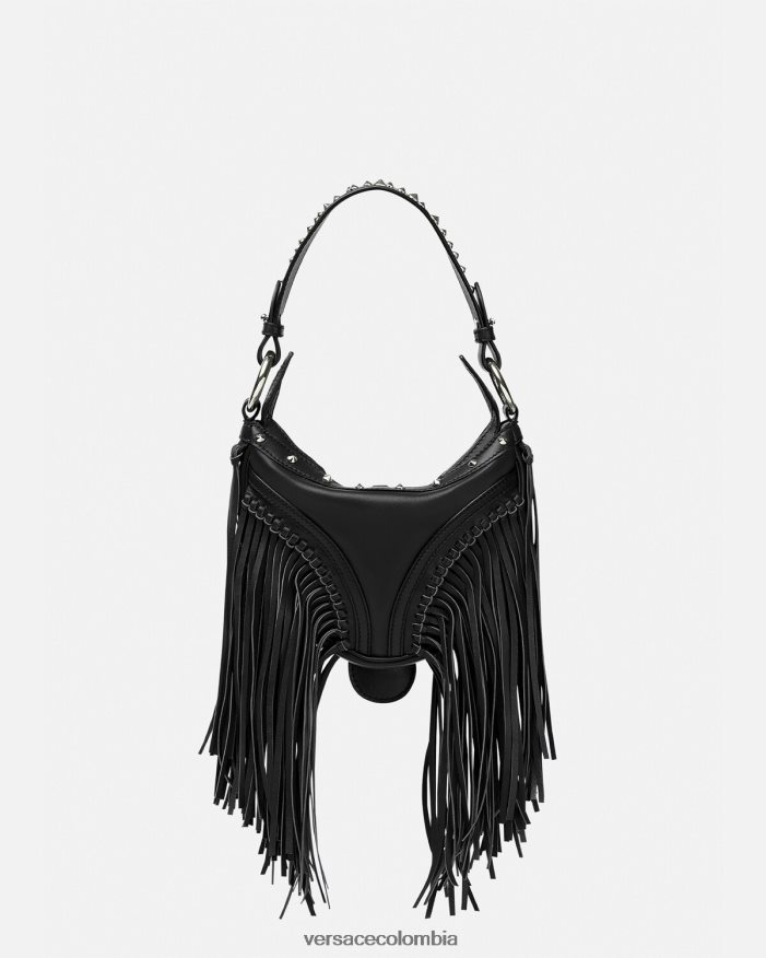 mujer bolso hobo mini con repetición de flecos Versace negro 2RP40F297 bolsas