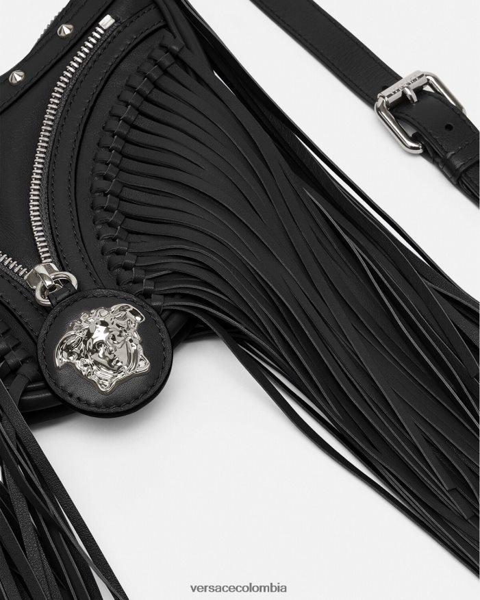mujer bolso hobo mini con repetición de flecos Versace negro 2RP40F297 bolsas