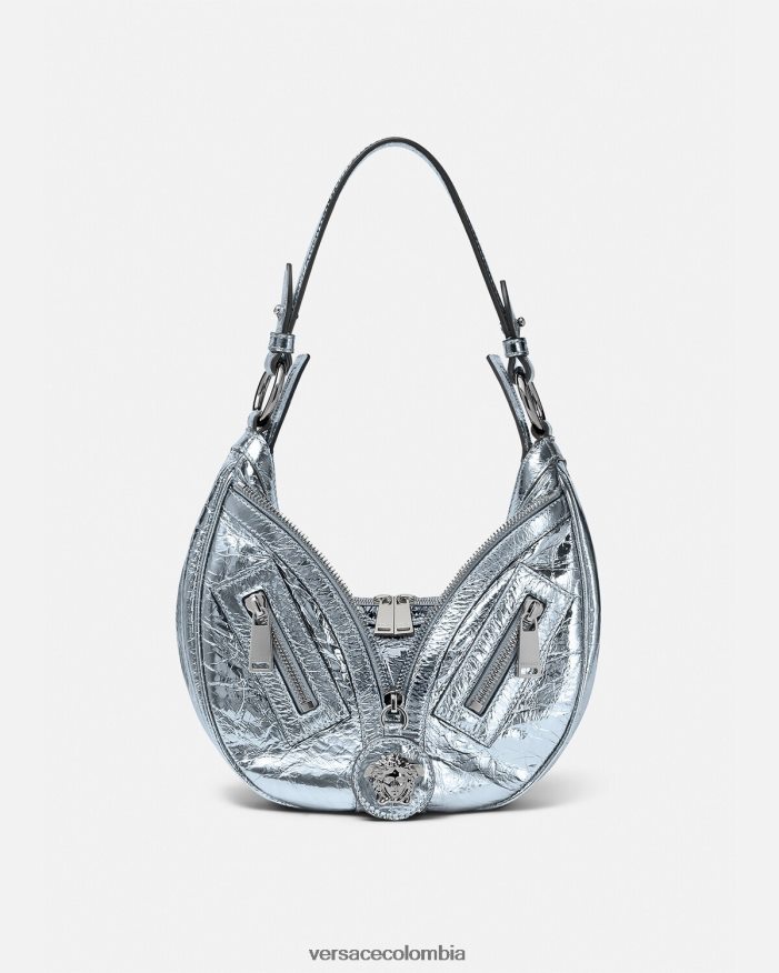 mujer bolso hobo pequeño metalizado repetido Versace azul claro 2RP40F279 bolsas