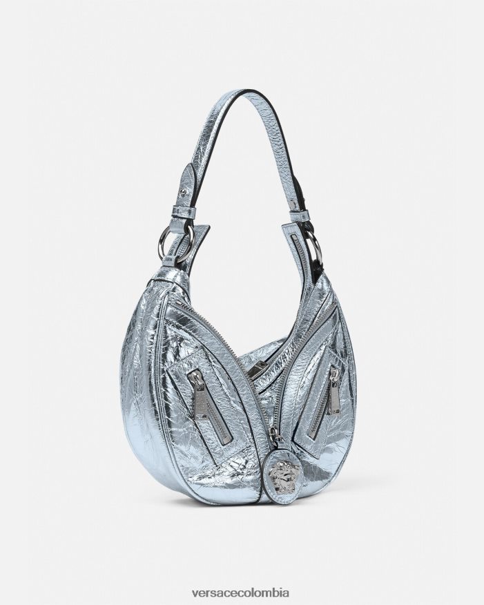 mujer bolso hobo pequeño metalizado repetido Versace azul claro 2RP40F279 bolsas