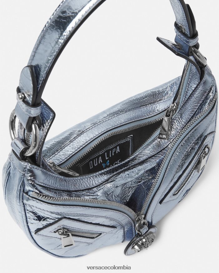 mujer bolso hobo pequeño metalizado repetido Versace azul claro 2RP40F279 bolsas