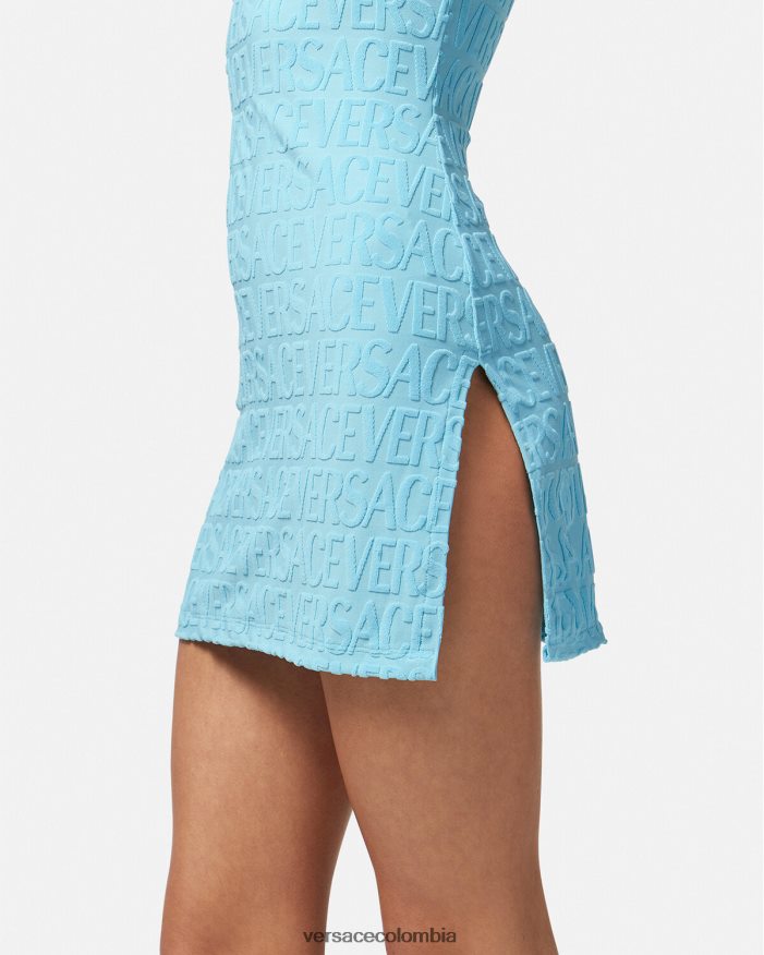 mujer vestido tipo toalla por toda la prenda Versace azul claro 2RP40F1190 ropa interior y ropa de playa