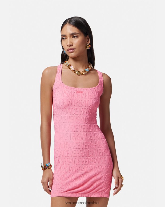 mujer vestido tipo toalla por toda la prenda Versace rosa 2RP40F1189 ropa interior y ropa de playa