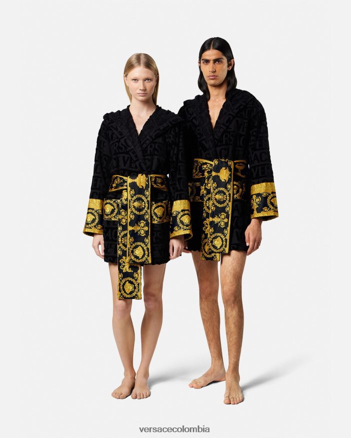 mujer albornoz corto integral Versace negro 2RP40F1083 ropa interior y ropa de playa