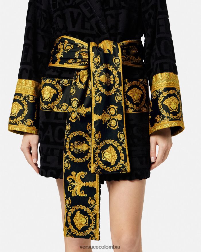 mujer albornoz corto integral Versace negro 2RP40F1083 ropa interior y ropa de playa