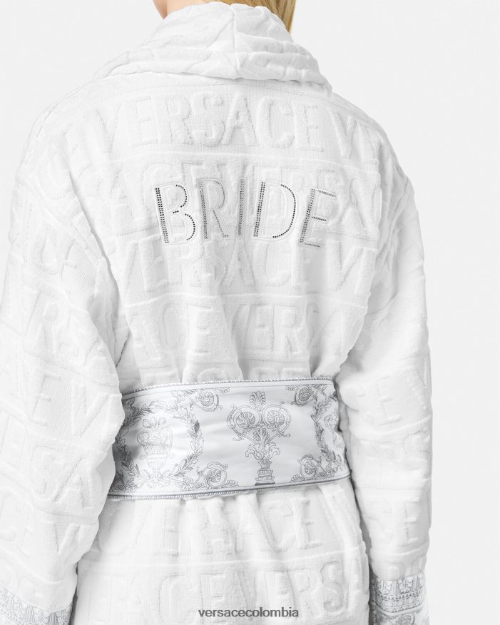 mujer albornoz novia barroco cristal i Versace plata blanca 2RP40F1090 ropa interior y ropa de playa