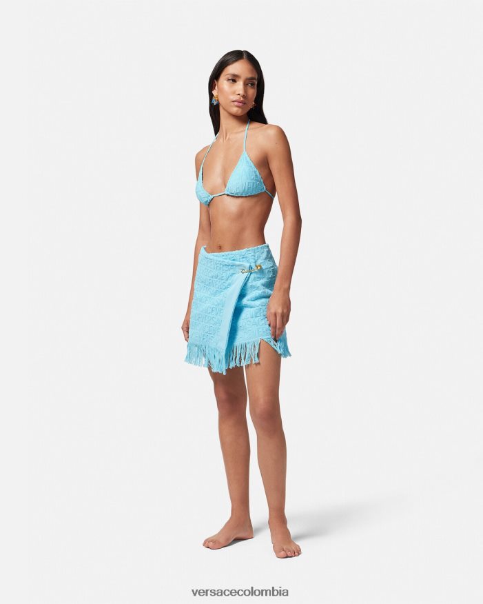mujer falda cruzada en toda la prenda Versace azul claro 2RP40F1186 ropa interior y ropa de playa