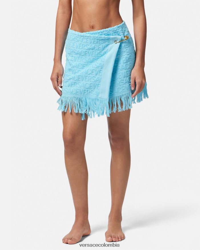 mujer falda cruzada en toda la prenda Versace azul claro 2RP40F1186 ropa interior y ropa de playa