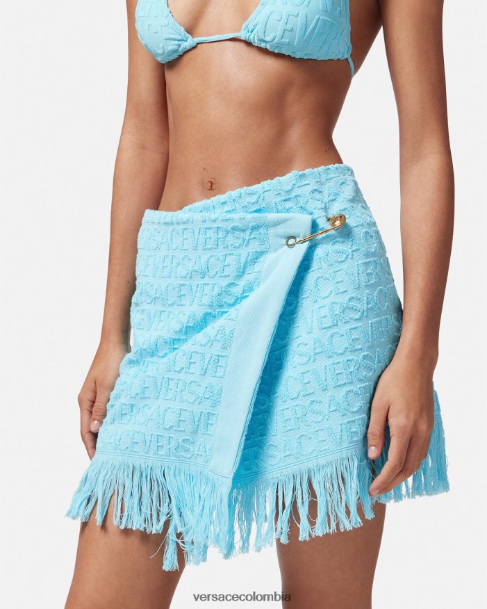 mujer falda cruzada en toda la prenda Versace azul claro 2RP40F1186 ropa interior y ropa de playa