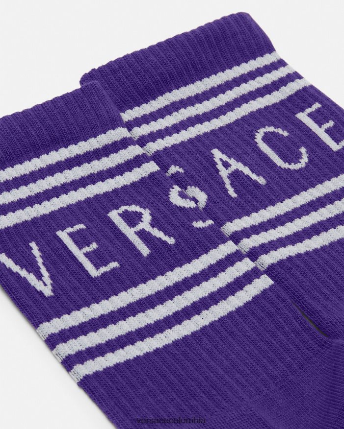 mujer calcetines con logo vintage años 90 Versace Violeta 2RP40F1108 ropa interior y ropa de playa