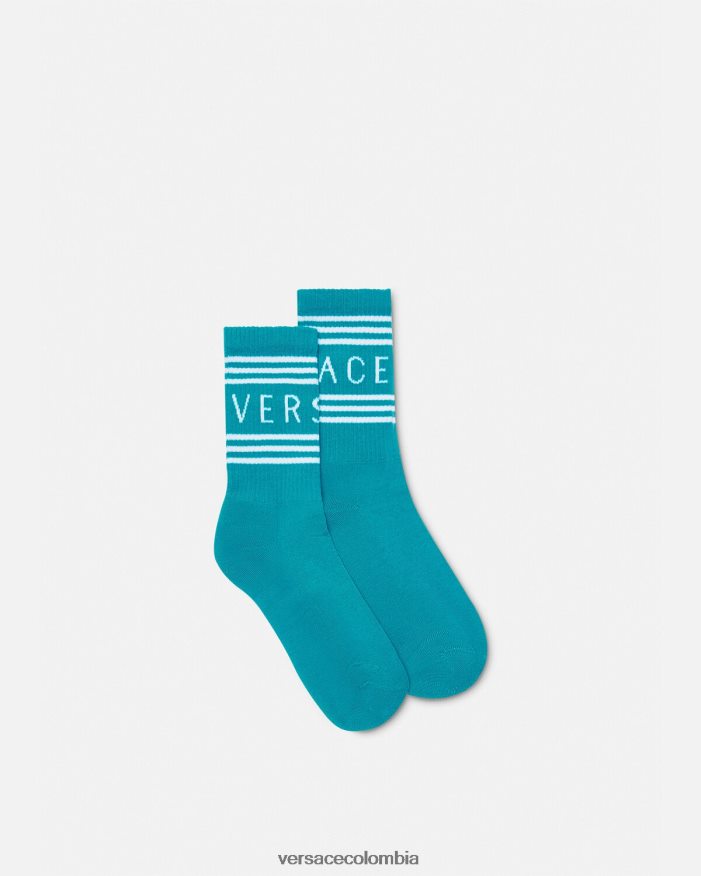 mujer calcetines con logo vintage años 90 Versace agua verde 2RP40F1107 ropa interior y ropa de playa
