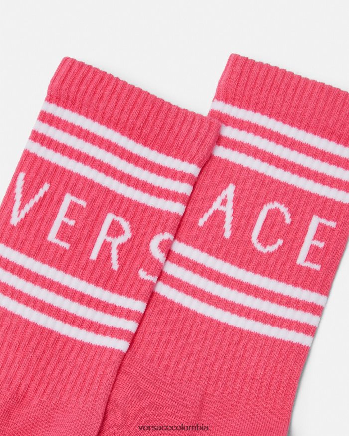 mujer calcetines con logo vintage años 90 Versace rosa 2RP40F1098 ropa interior y ropa de playa