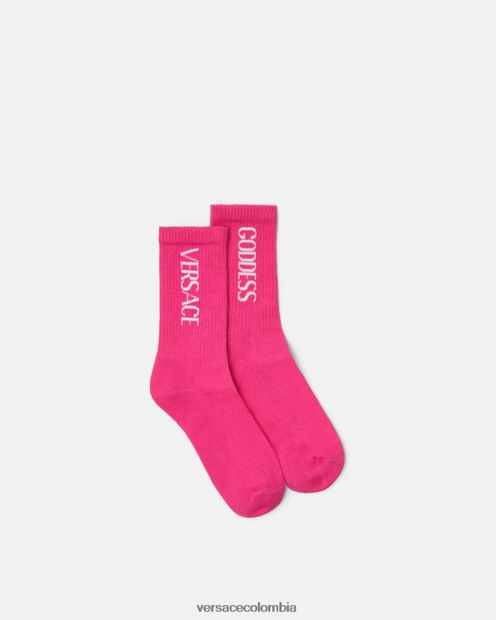 mujer calcetines de diosa Versace fucsia 2RP40F1105 ropa interior y ropa de playa