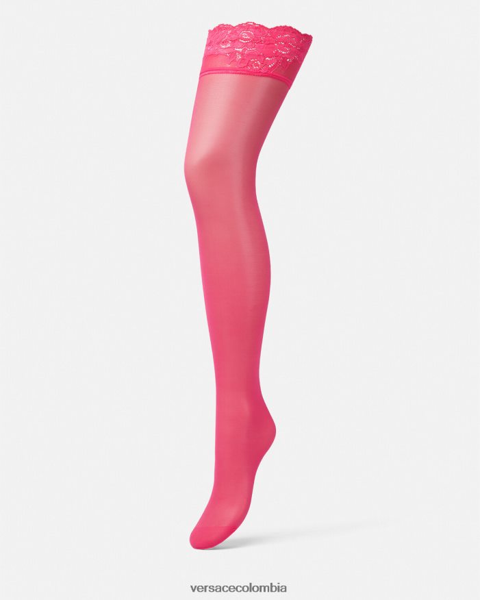 mujer medias de encaje Versace rosa 2RP40F1111 ropa interior y ropa de playa