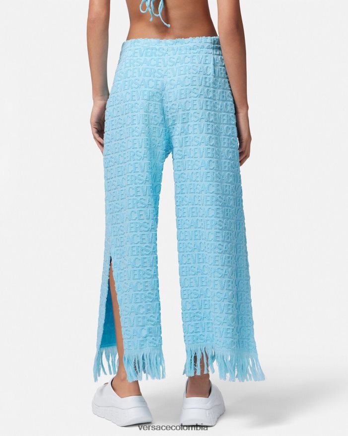 mujer pantalones pareo de toalla Versace azul claro 2RP40F1188 ropa interior y ropa de playa