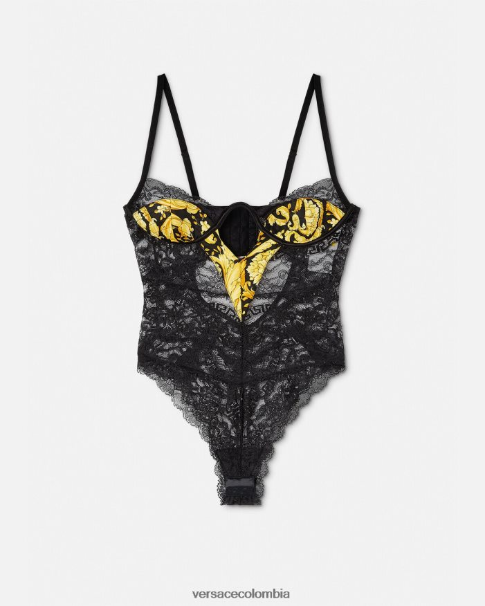 mujer body de encaje barroco Versace negro 2RP40F1069 ropa interior y ropa de playa