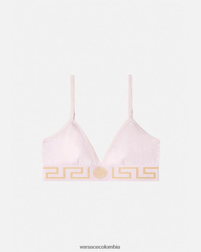 mujer bralette con borde de greca Versace Rosa claro 2RP40F1044 ropa interior y ropa de playa