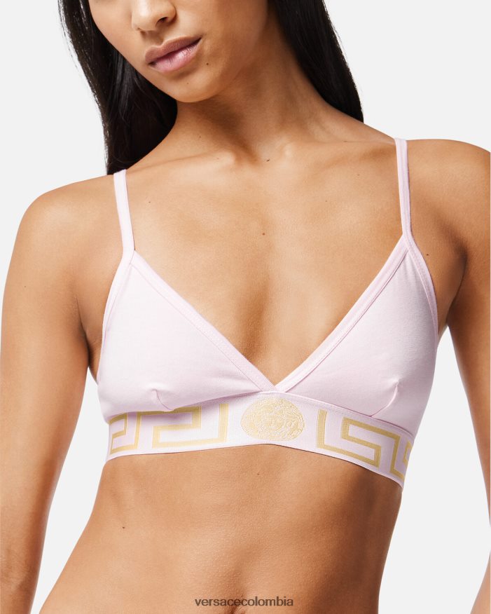 mujer bralette con borde de greca Versace Rosa claro 2RP40F1044 ropa interior y ropa de playa