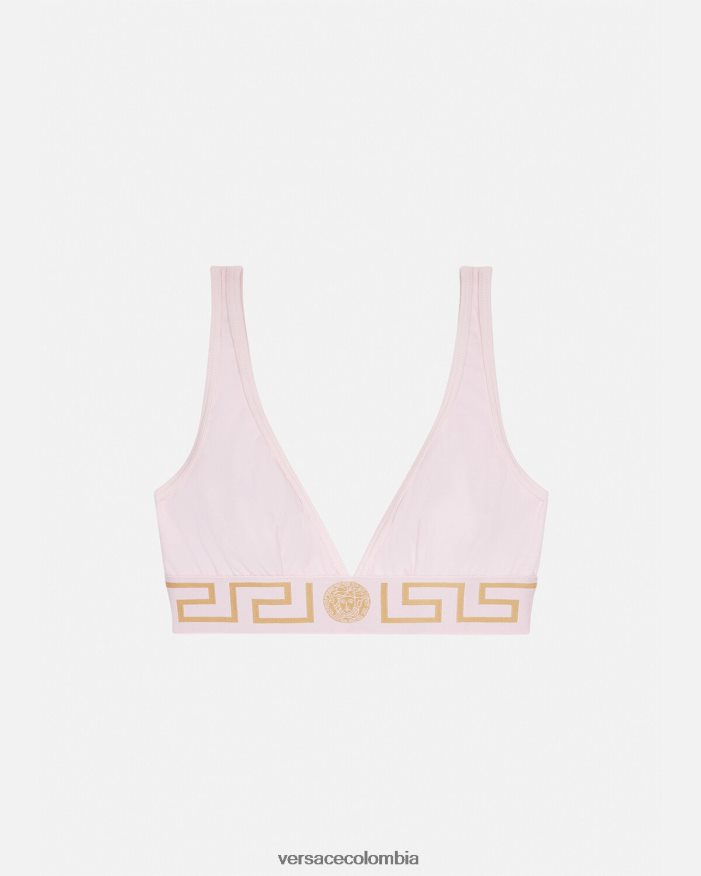 mujer bralette con borde de greca Versace Rosa claro 2RP40F1047 ropa interior y ropa de playa
