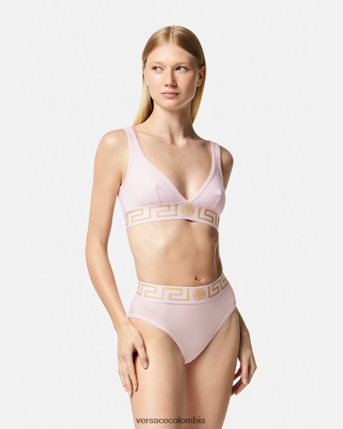 mujer bralette con borde de greca Versace Rosa claro 2RP40F1047 ropa interior y ropa de playa