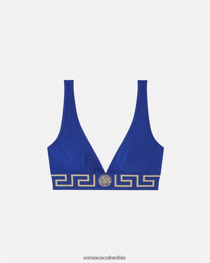 mujer bralette con borde de greca Versace azul 2RP40F1045 ropa interior y ropa de playa
