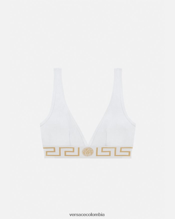mujer bralette con borde de greca Versace blanco 2RP40F1042 ropa interior y ropa de playa