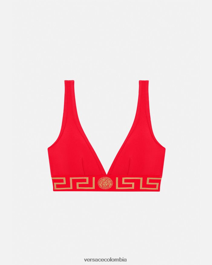 mujer bralette con borde de greca Versace rojo 2RP40F1041 ropa interior y ropa de playa