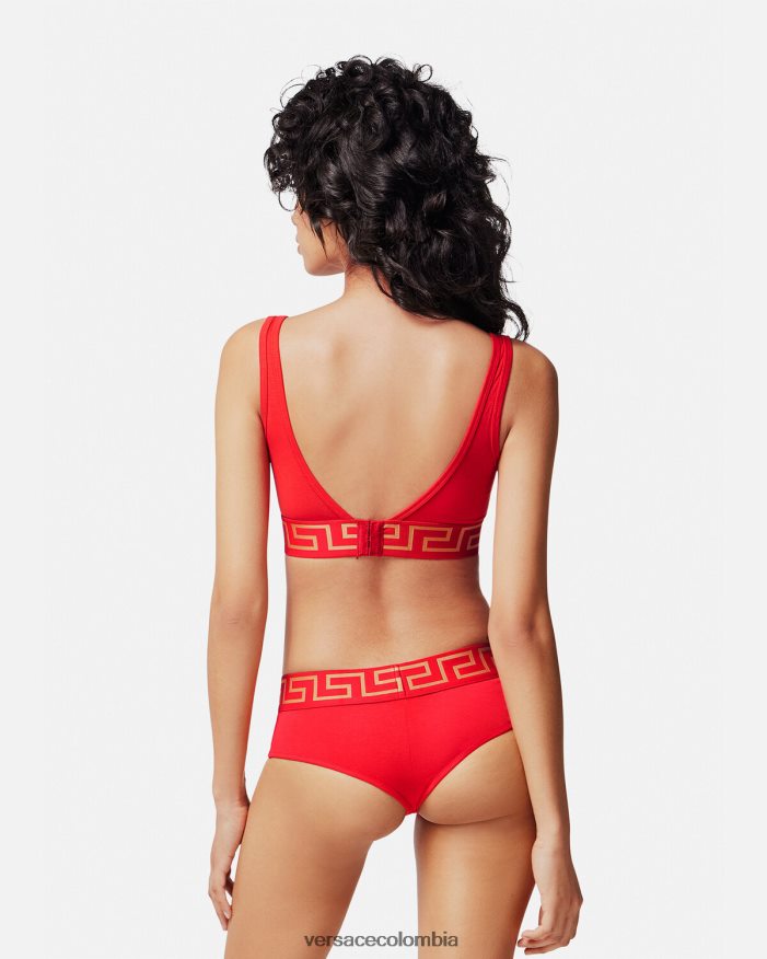 mujer bralette con borde de greca Versace rojo 2RP40F1041 ropa interior y ropa de playa