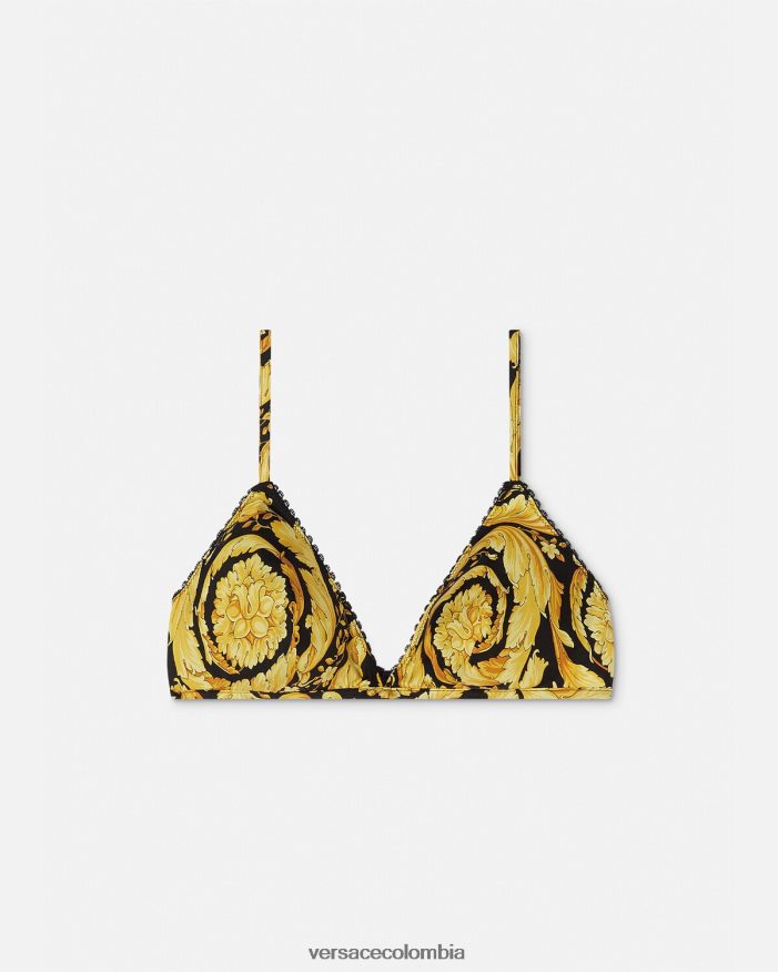 mujer bralette de seda con estampado barroco Versace imprimir 2RP40F1070 ropa interior y ropa de playa