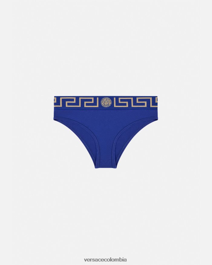 mujer calzoncillos con borde de greca Versace azul 2RP40F1061 ropa interior y ropa de playa