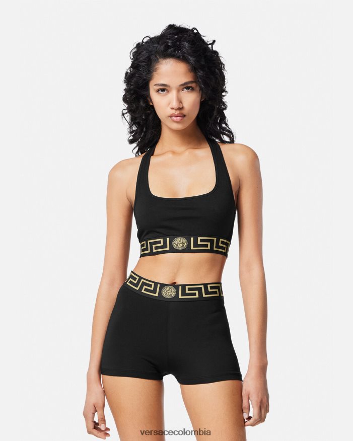 mujer calzoncillos con borde de greca Versace negro 2RP40F1048 ropa interior y ropa de playa