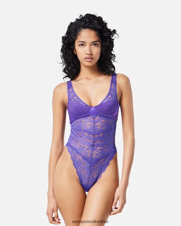 mujer mono de encaje Versace Violeta 2RP40F1078 ropa interior y ropa de playa