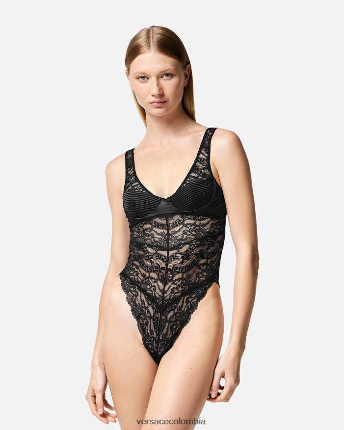 mujer mono de encaje Versace negro 2RP40F1068 ropa interior y ropa de playa